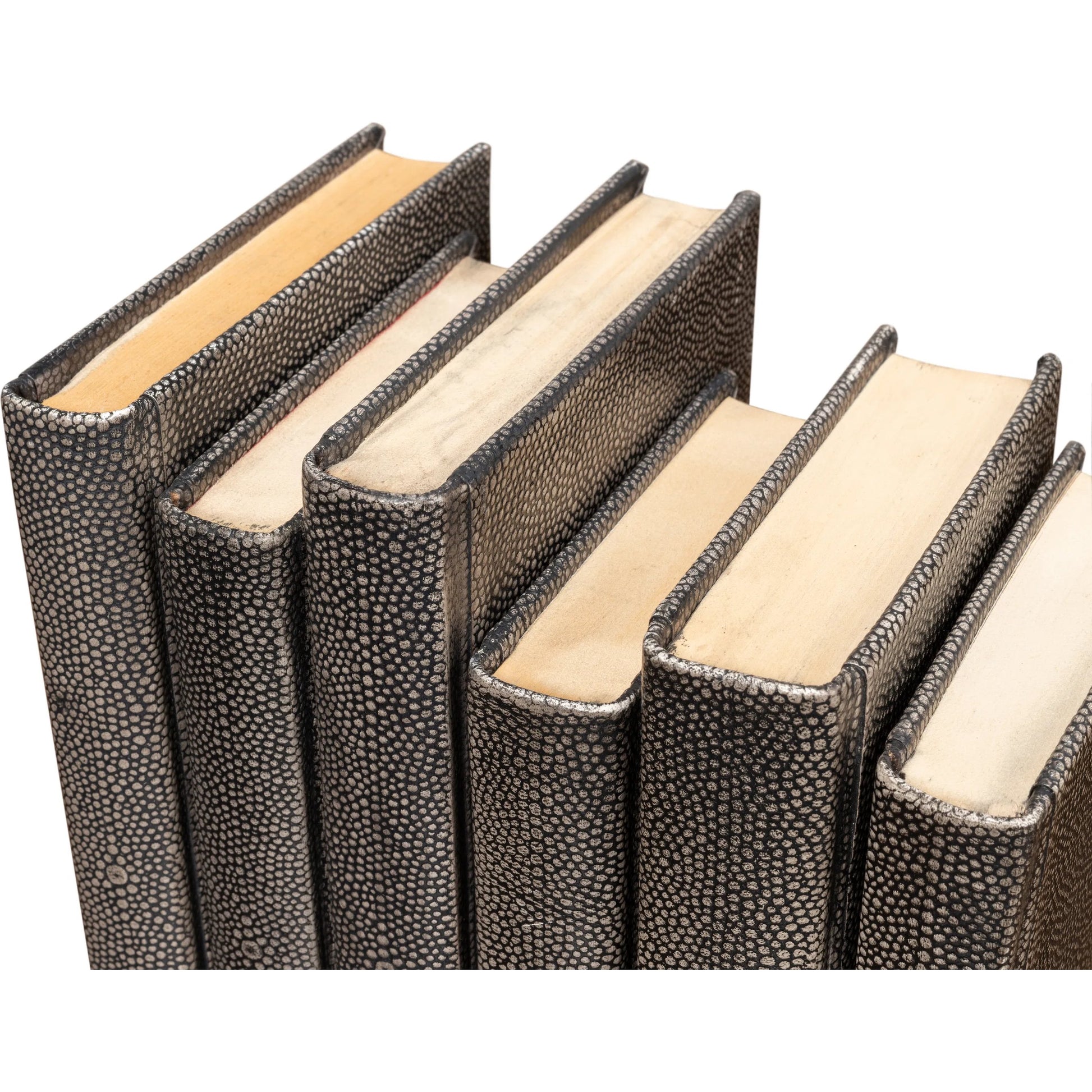Shagreen Books by Sarreid Ltd.. Made from shagreen leather, paper in a eclectic & global style.