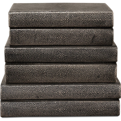 Shagreen Books by Sarreid Ltd.. Made from shagreen leather, paper in a eclectic & global style.