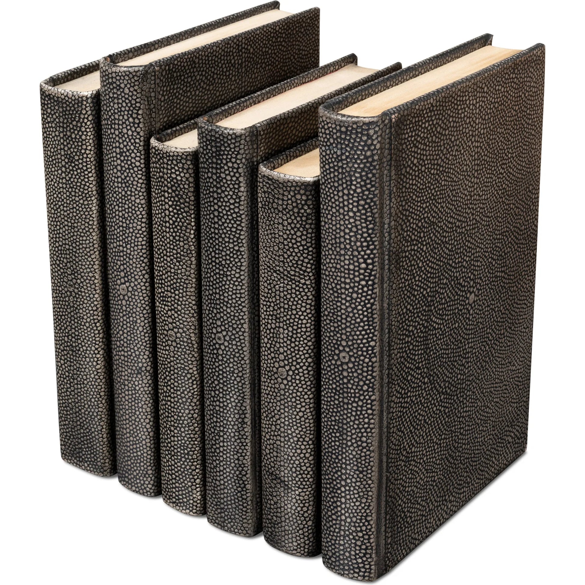 Shagreen Books by Sarreid Ltd.. Made from shagreen leather, paper in a eclectic & global style.