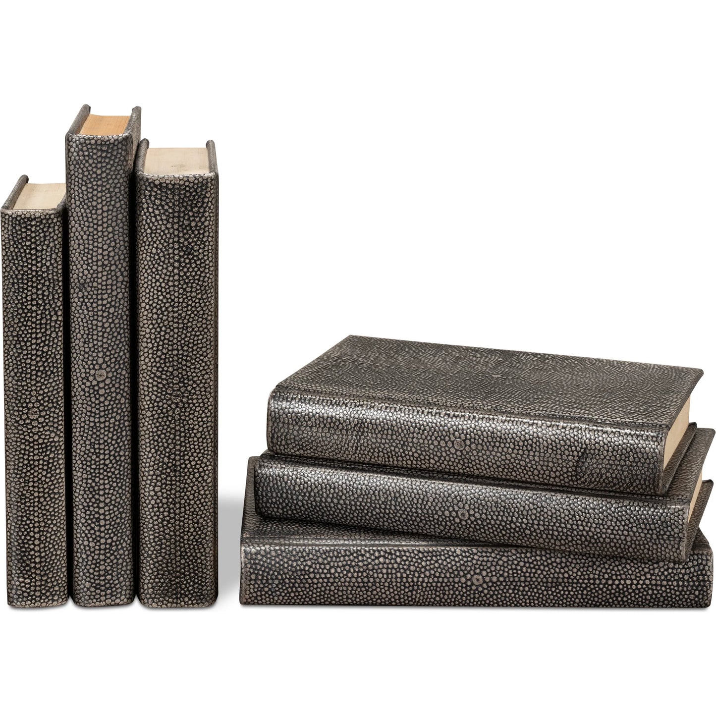 045 SI-2238633 | Additional Silo | Shagreen Books by Sarreid Ltd.. Made from shagreen leather, paper in a eclectic & global style.
