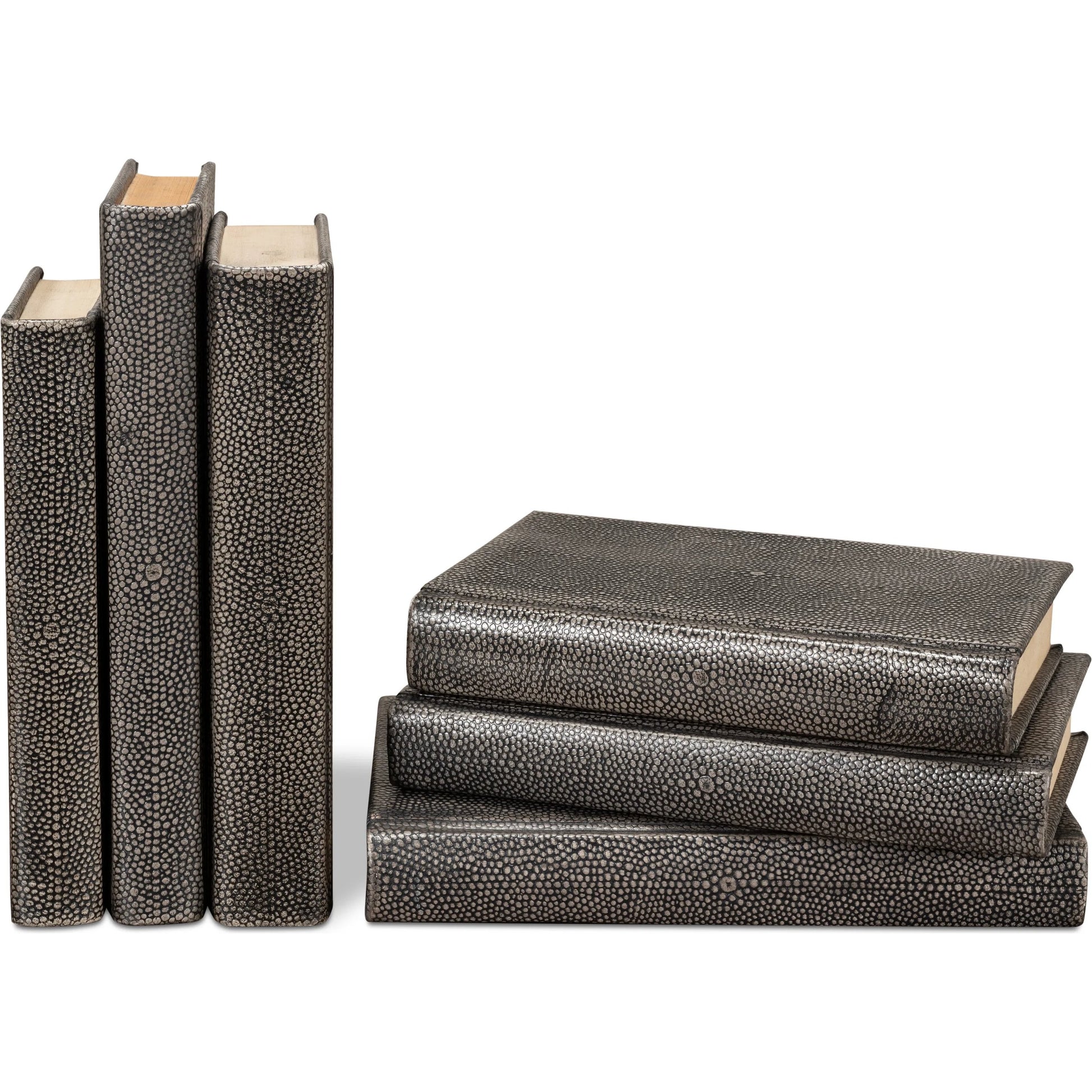 Shagreen Books by Sarreid Ltd.. Made from shagreen leather, paper in a eclectic & global style.