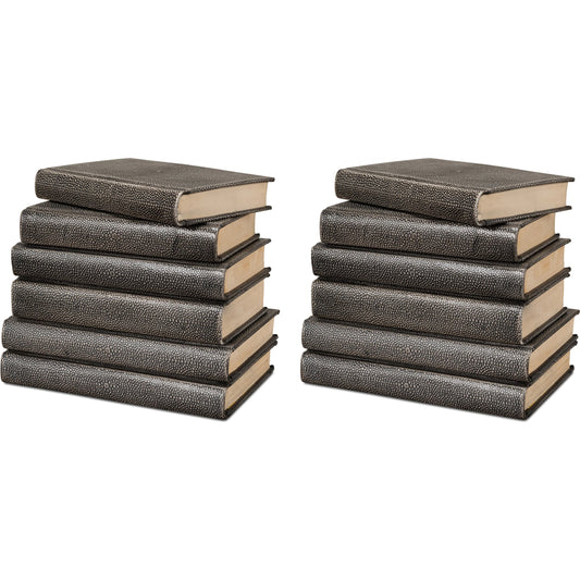 Shagreen Books by Sarreid Ltd.. Made from shagreen leather, paper in a unique style.