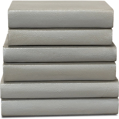 Shagreen Books by Sarreid Ltd.. Made from shagreen leather, paper in a eclectic & global style.