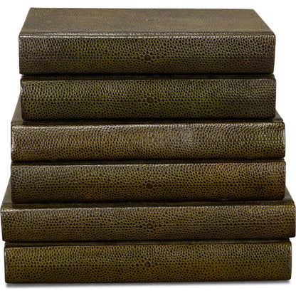 Shagreen Books by Sarreid Ltd.. Made from shagreen leather, paper in a eclectic & global style.