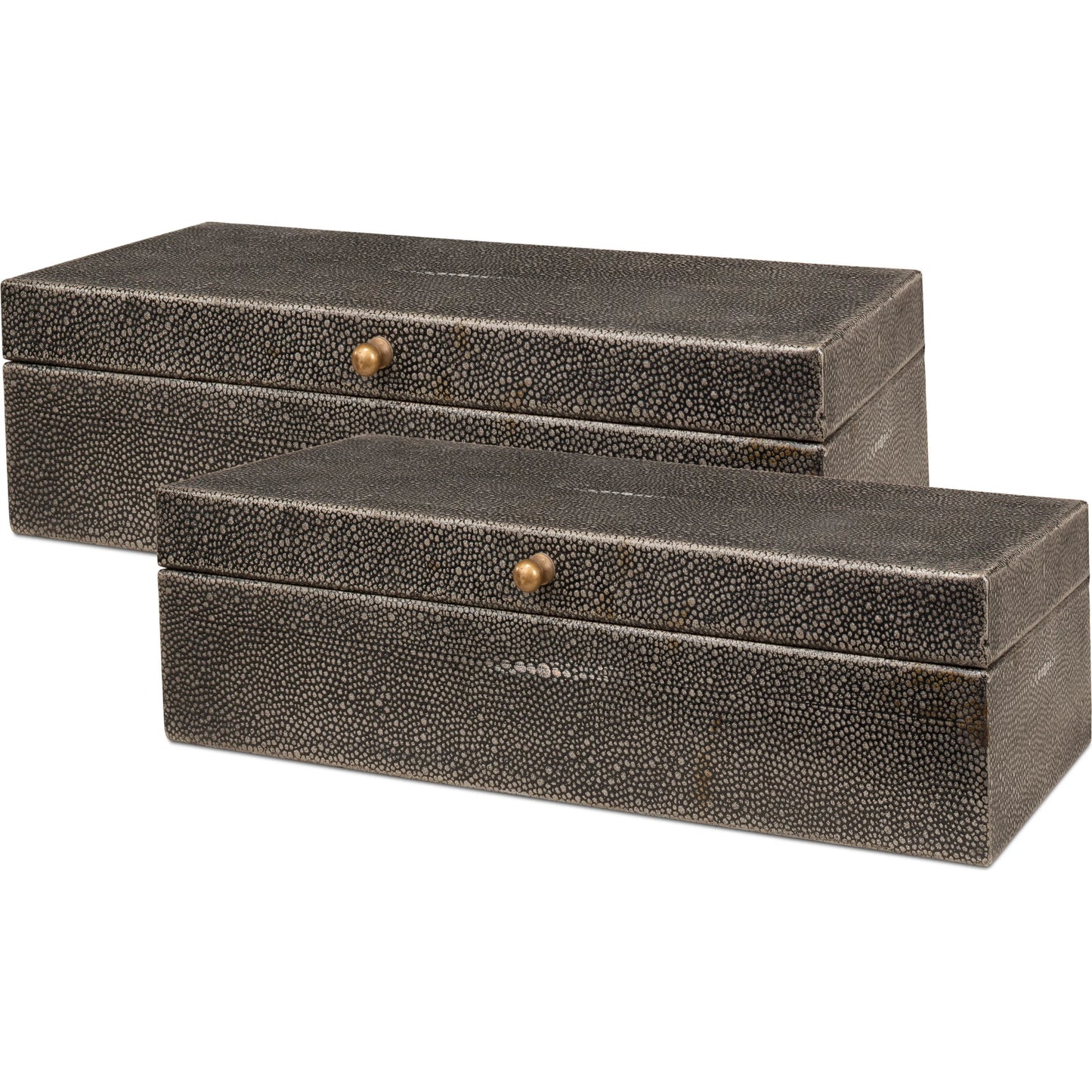 001 SI-2238638 | Primary Silo | Gastsburg Shagreen Box (Set of 2) by Sarreid Ltd.. Made from leather, paper liner in a eclectic & global style.