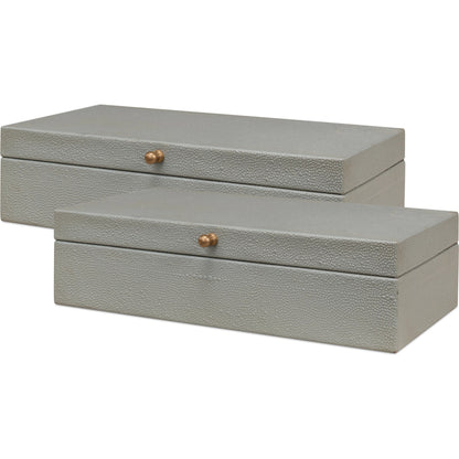 Gastsburg Shagreen Box (Set of 2) by Sarreid Ltd.. Made from leather, paper liner in a eclectic & global style.