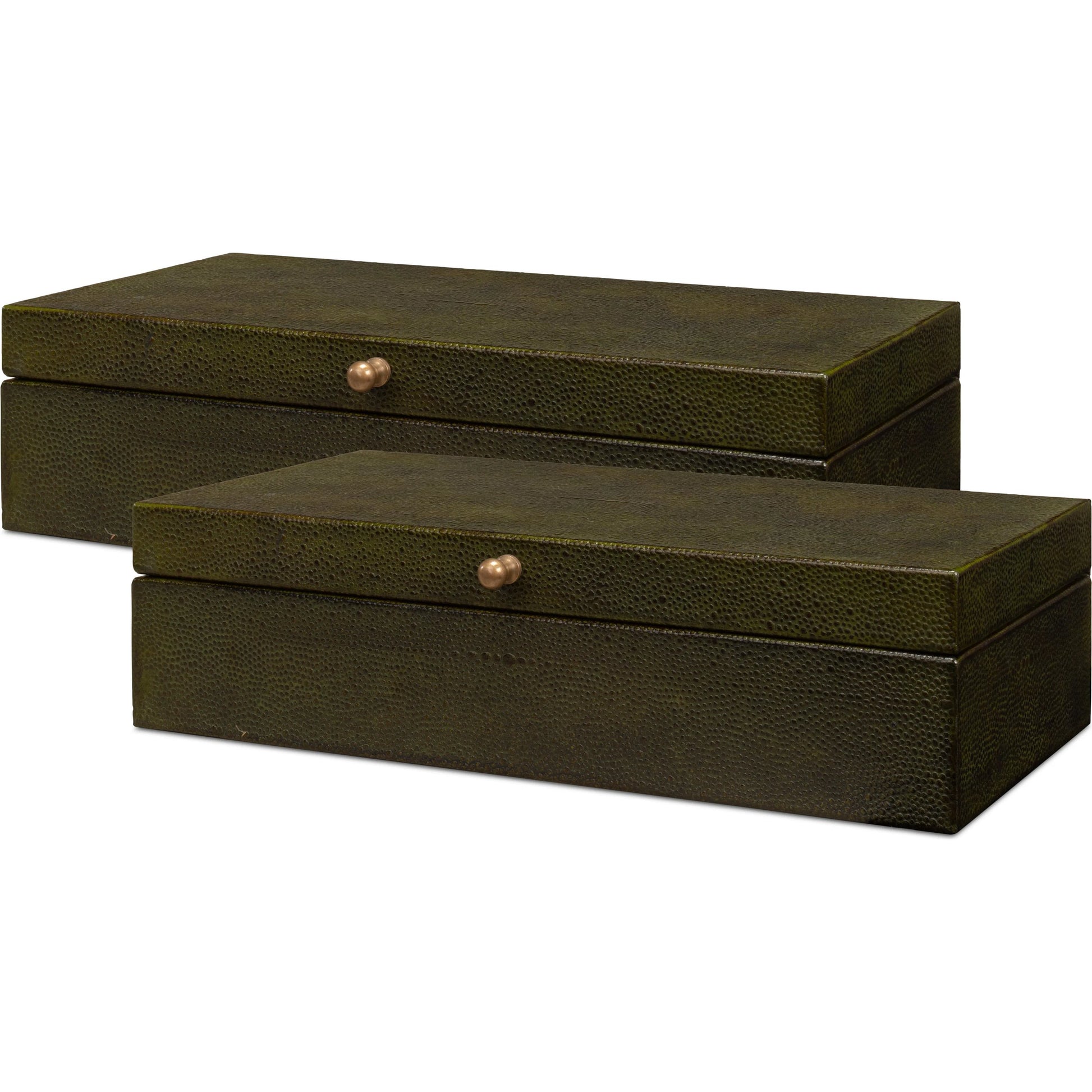 Gastsburg Shagreen Box (Set of 2) by Sarreid Ltd.. Made from leather, paper liner in a eclectic & global style.