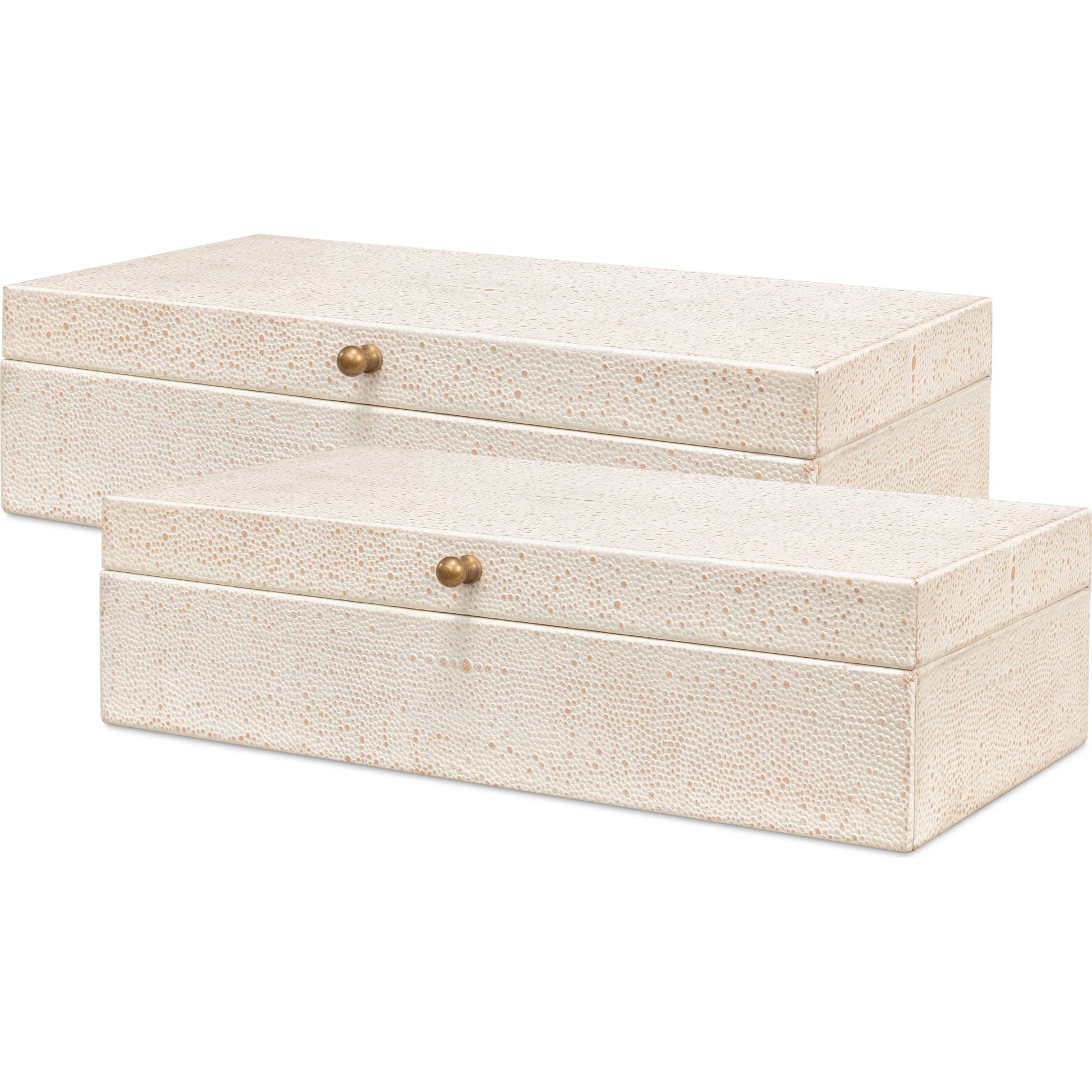 Gastsburg Shagreen Box (Set of 2) by Sarreid Ltd.. Made from leather, paper liner in a eclectic & global style.