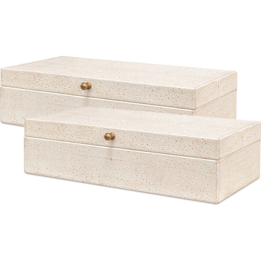 Gastsburg Shagreen Box by Sarreid Ltd.. Made from leather, paper liner in a unique style.