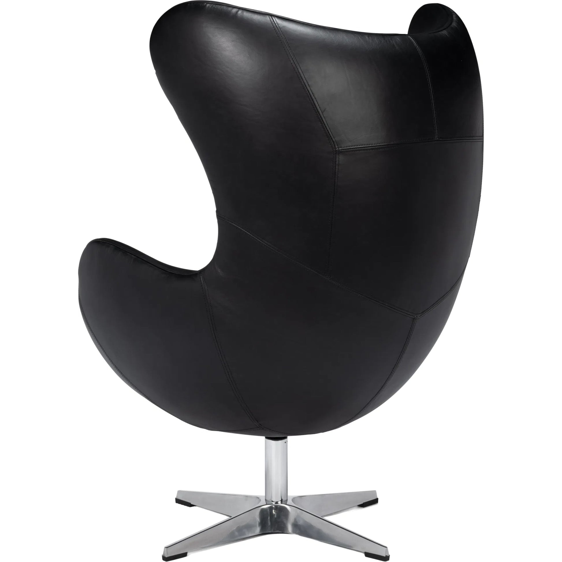 Jacobean Mid 20th Century Egg Chair by Sarreid Ltd. in onyx black. Made from metal frame, leather in a unique style.