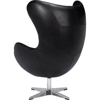 Jacobean Mid 20th Century Egg Chair by Sarreid Ltd. in onyx black. Made from metal frame, leather in a unique style.