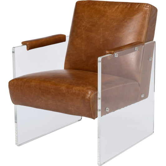 Holloway Armchair by Sarreid Ltd.. Made from leather, acrylic in a modern style.