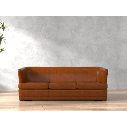 McMillan Distilled Leather Sofa by Sarreid Ltd.. Made from leather in a unique style.