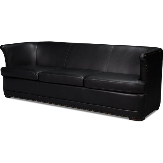 McMillan Distilled Leather Sofa by Sarreid Ltd.. Made from leather in a unique style.