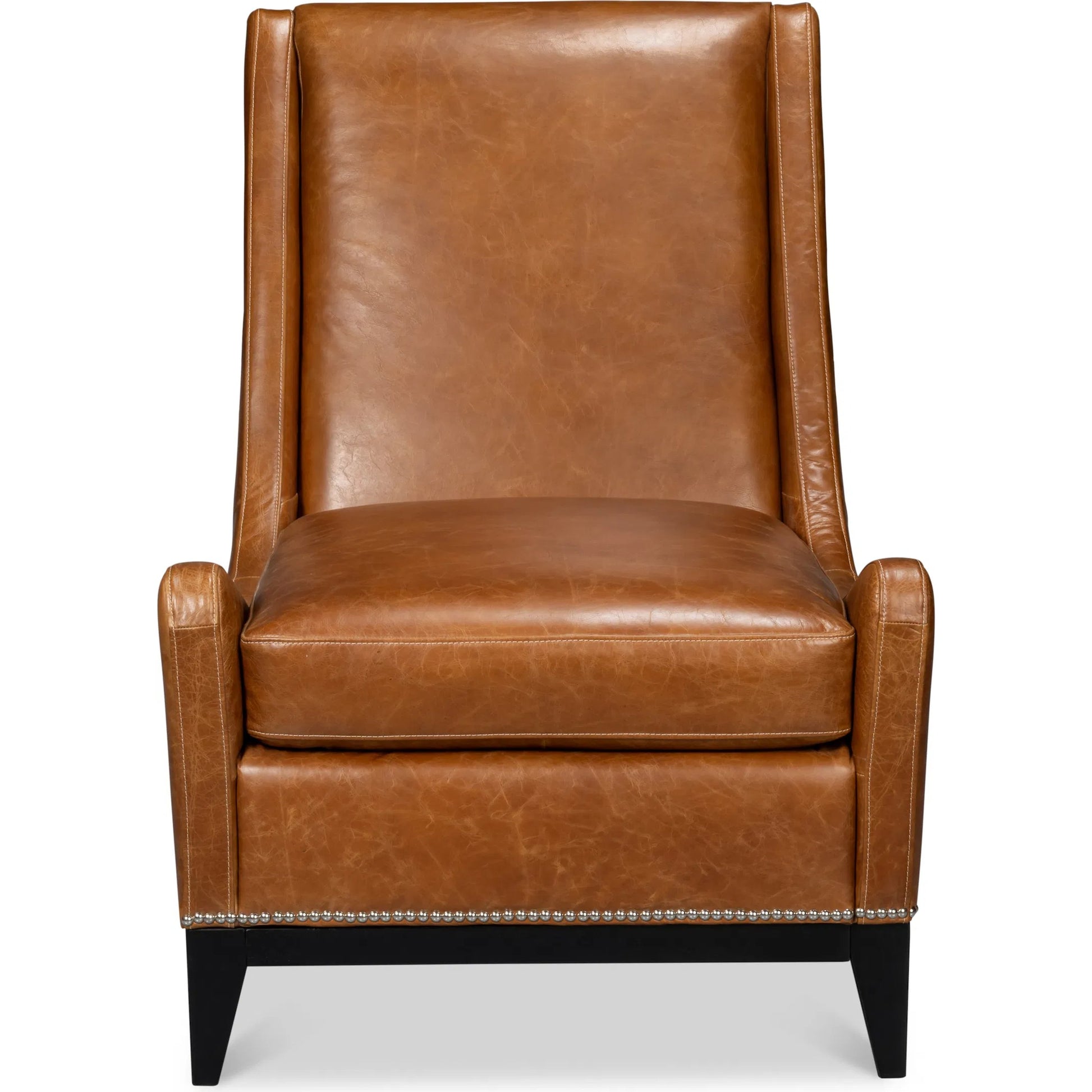 Brandy Accent Chair by Sarreid Ltd.. Made from leather, wood in a unique style.
