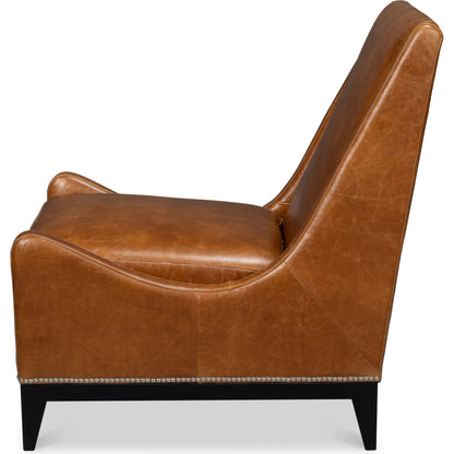 Brandy Accent Chair by Sarreid Ltd.. Made from leather, wood in a unique style.