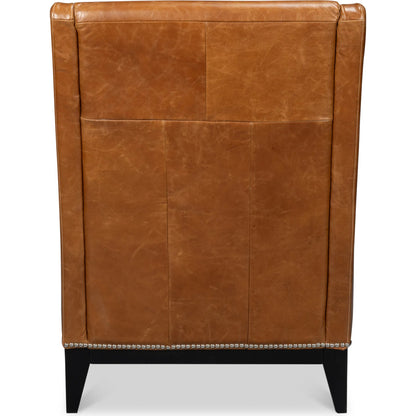 Brandy Accent Chair by Sarreid Ltd.. Made from leather, wood in a unique style.