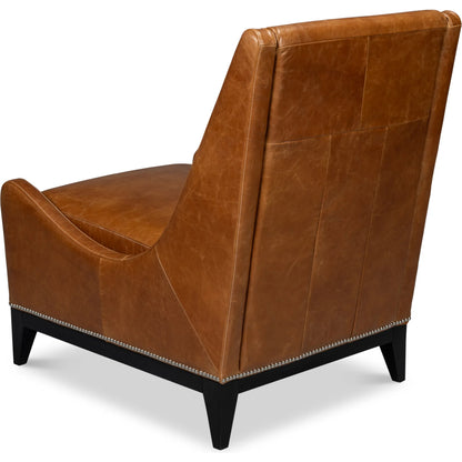 Brandy Accent Chair by Sarreid Ltd.. Made from leather, wood in a unique style.