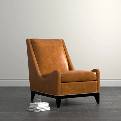 Brandy Accent Chair by Sarreid Ltd.. Made from leather, wood in a unique style.