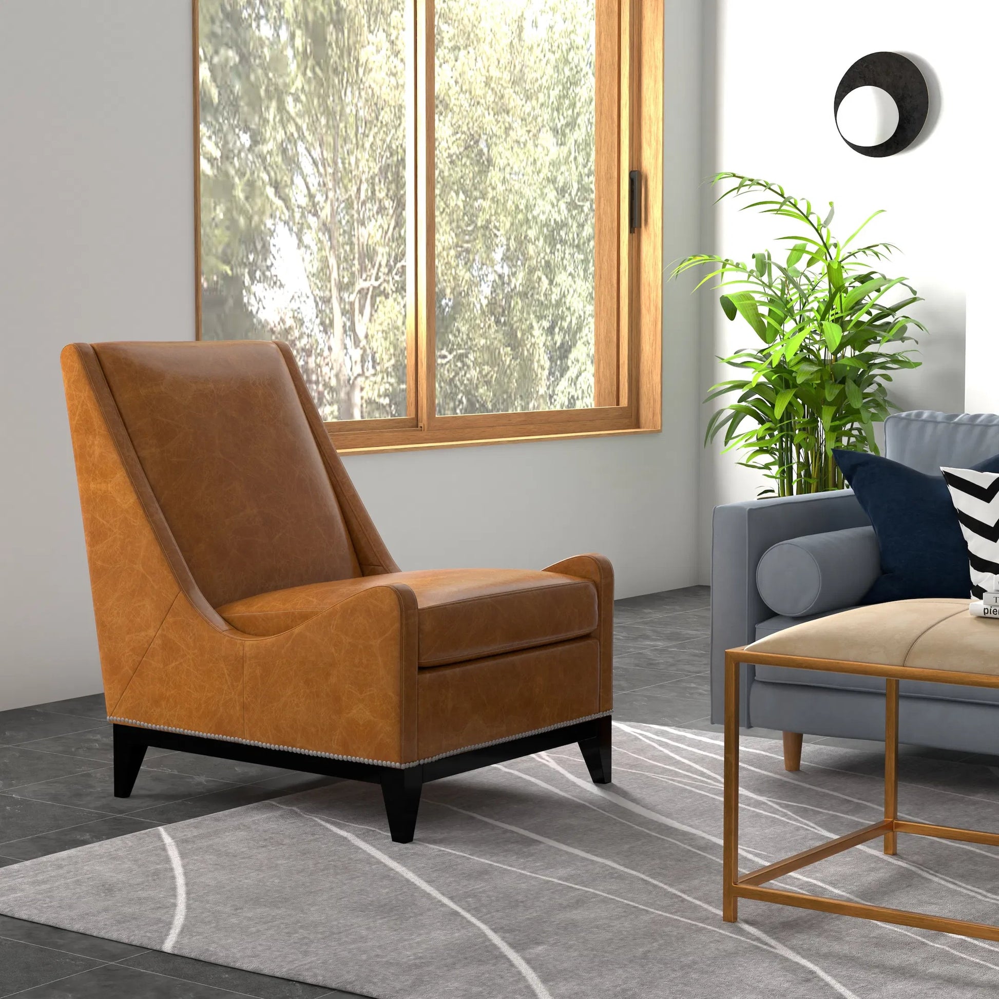 Brandy Accent Chair by Sarreid Ltd.. Made from leather, wood in a unique style.