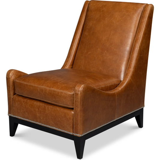 Brandy Accent Chair by Sarreid Ltd.. Made from leather, wood in a unique style.