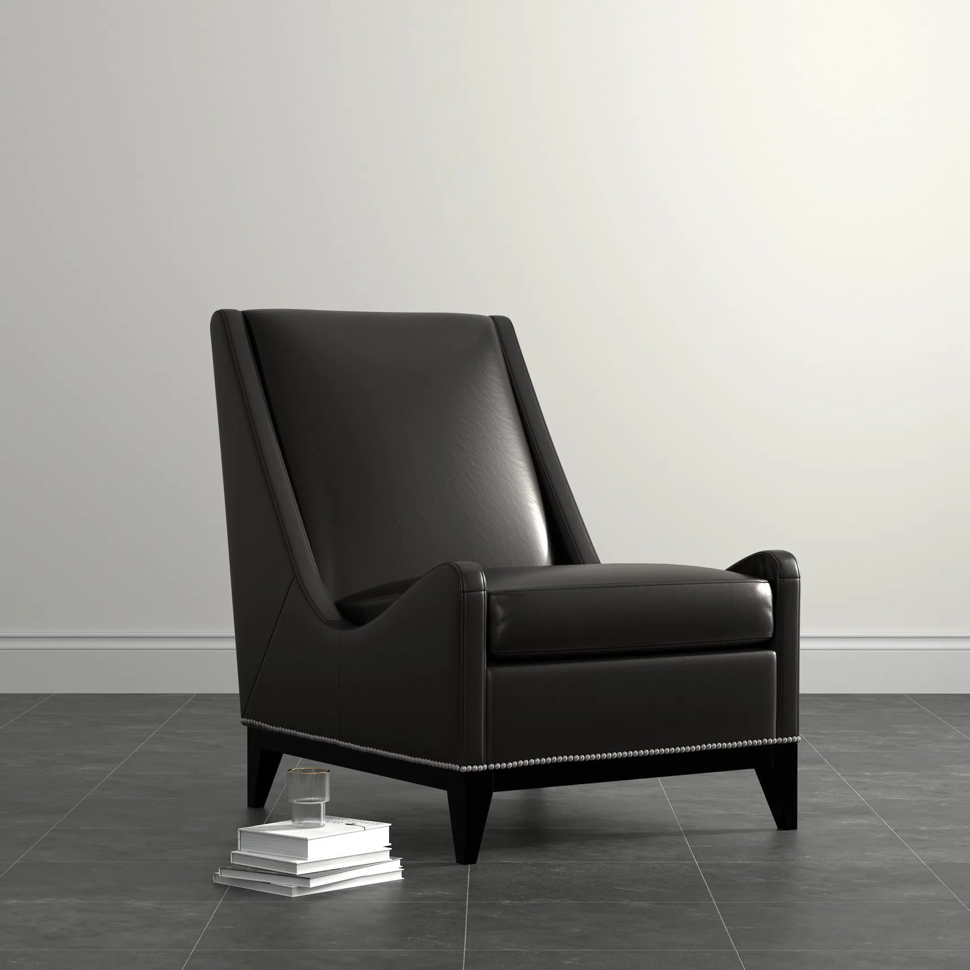 Brandy Accent Chair by Sarreid Ltd.. Made from leather, wood in a unique style.