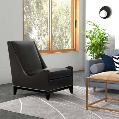 Brandy Accent Chair by Sarreid Ltd.. Made from leather, wood in a unique style.