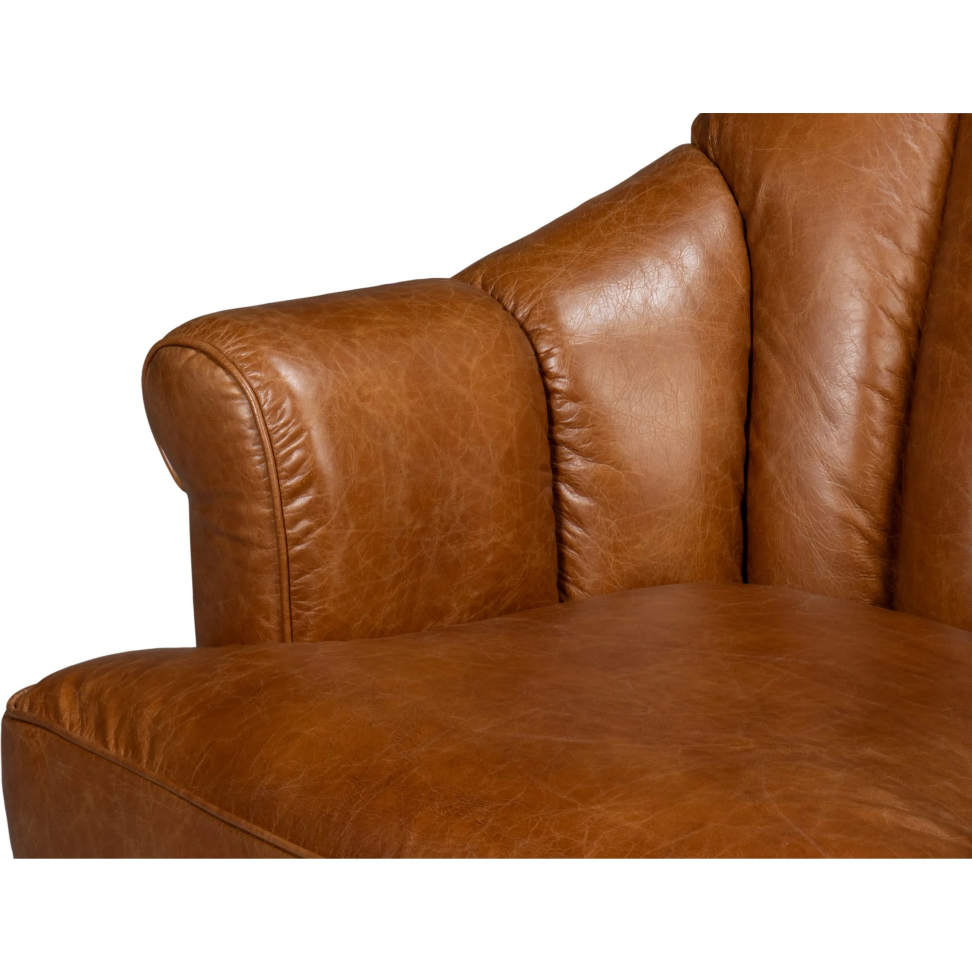 Scoth Swivel Chair by Sarreid Ltd.. Made from leather, wood in a traditional style.