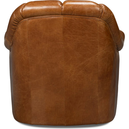 Scoth Swivel Chair by Sarreid Ltd.. Made from leather, wood in a traditional style.