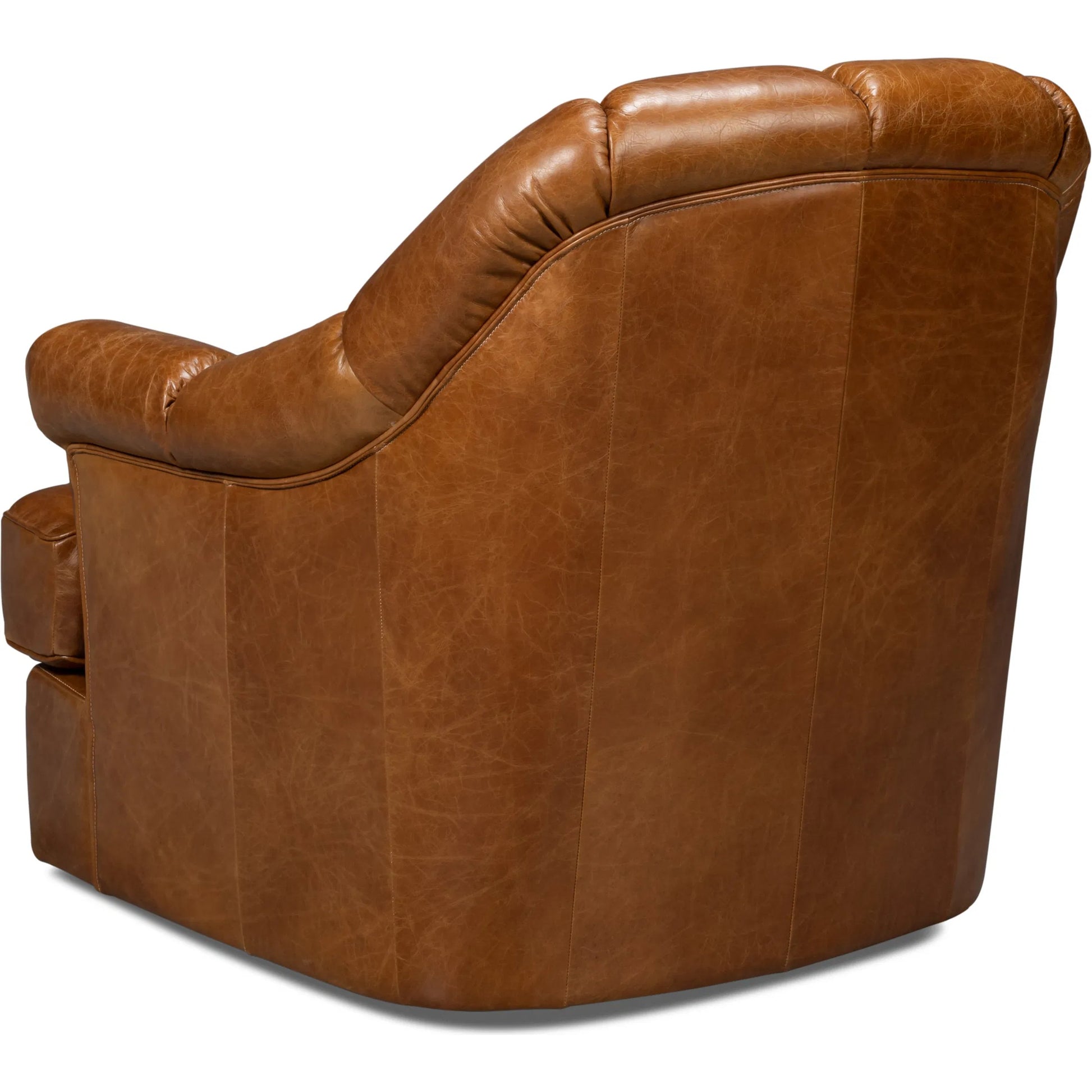 Scoth Swivel Chair by Sarreid Ltd.. Made from leather, wood in a traditional style.