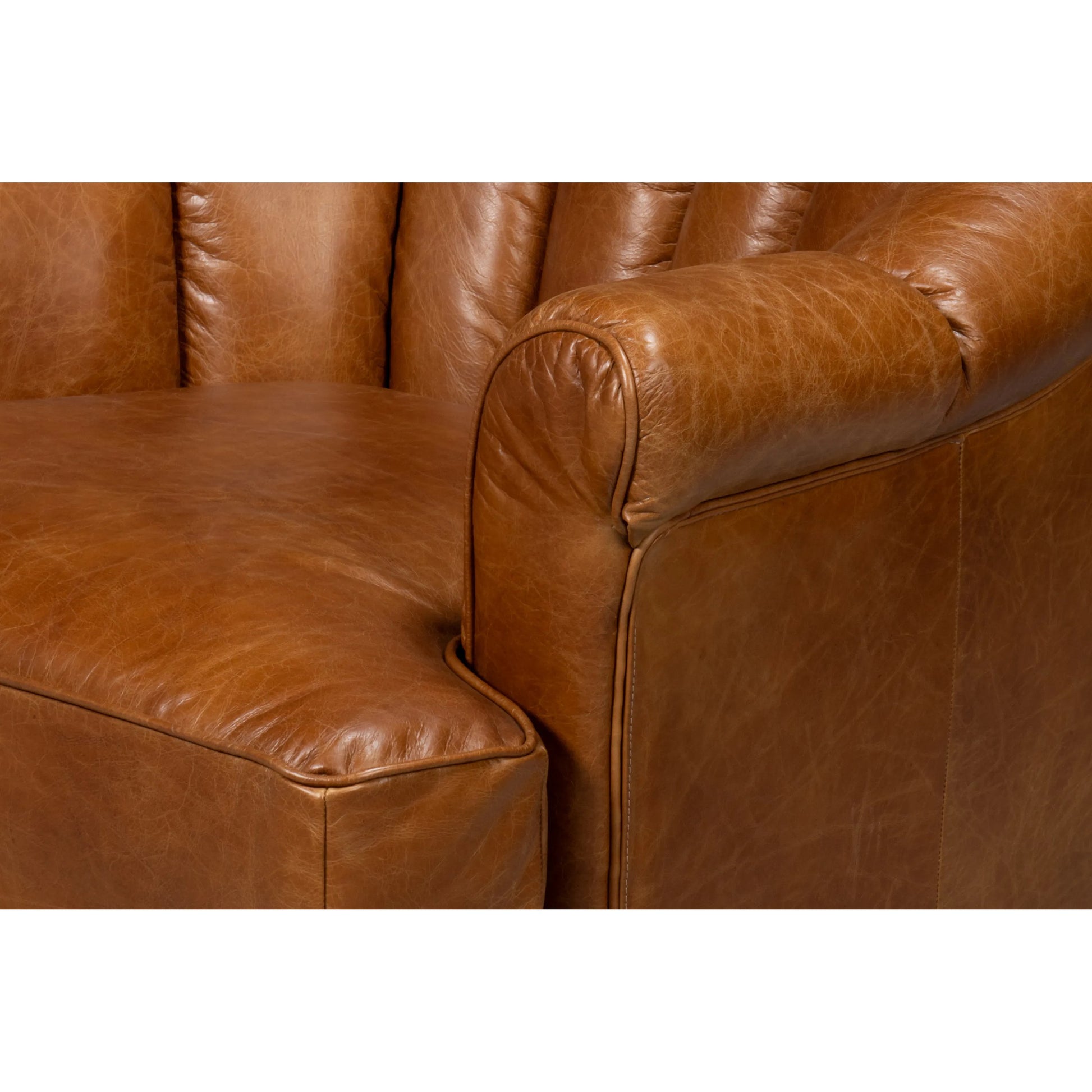 Scoth Swivel Chair by Sarreid Ltd.. Made from leather, wood in a traditional style.