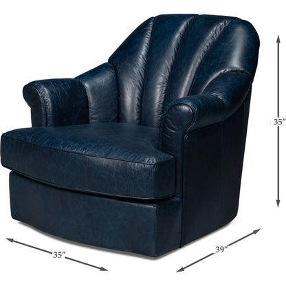 Scoth Swivel Chair by Sarreid Ltd.. Made from leather, wood in a traditional style.