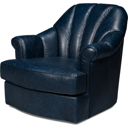 Scoth Swivel Chair by Sarreid Ltd.. Made from leather, wood in a traditional style.