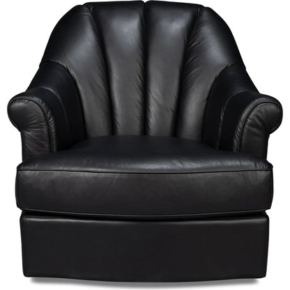 Scoth Swivel Chair by Sarreid Ltd.. Made from leather, wood in a traditional style.