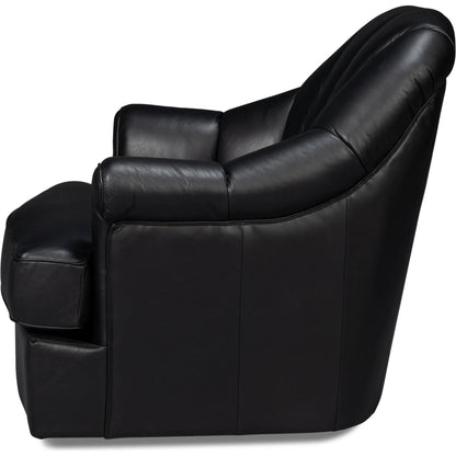 Scoth Swivel Chair by Sarreid Ltd.. Made from leather, wood in a traditional style.