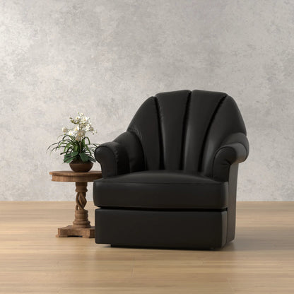 Scoth Swivel Chair by Sarreid Ltd.. Made from leather, wood in a traditional style.
