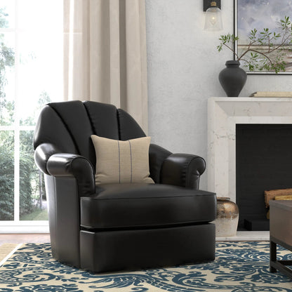Scoth Swivel Chair by Sarreid Ltd.. Made from leather, wood in a traditional style.