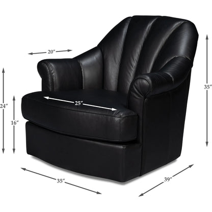 Scoth Swivel Chair by Sarreid Ltd.. Made from leather, wood in a traditional style.