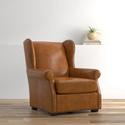 London Dry Accent Chair by Sarreid Ltd.. Made from leather in a traditional style.