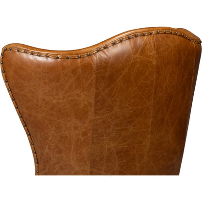 Drake Distilled Leather Chair by Sarreid Ltd.. Made from leather in a unique style.