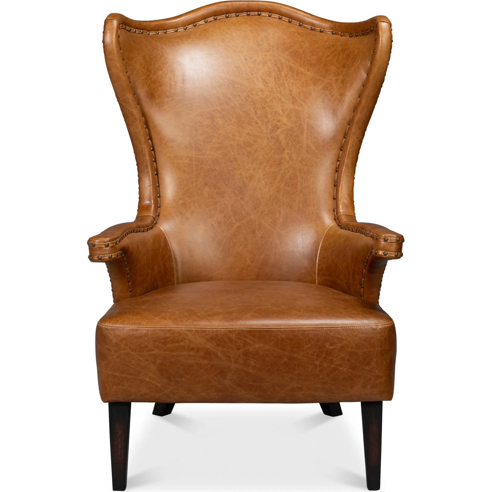 Drake Distilled Leather Chair by Sarreid Ltd.. Made from leather in a unique style.