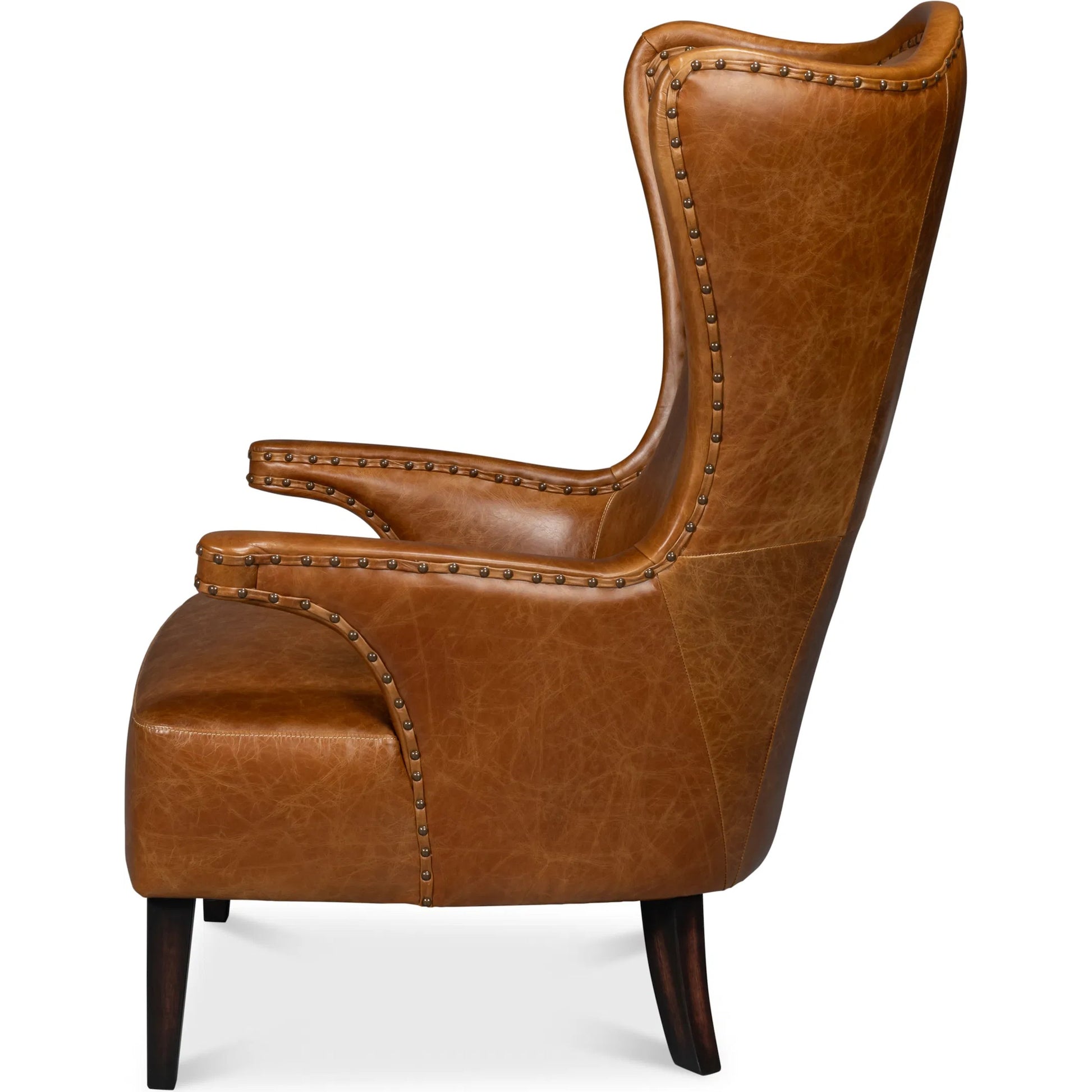 Drake Distilled Leather Chair by Sarreid Ltd.. Made from leather in a unique style.