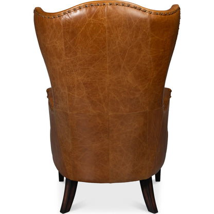 Drake Distilled Leather Chair by Sarreid Ltd.. Made from leather in a unique style.