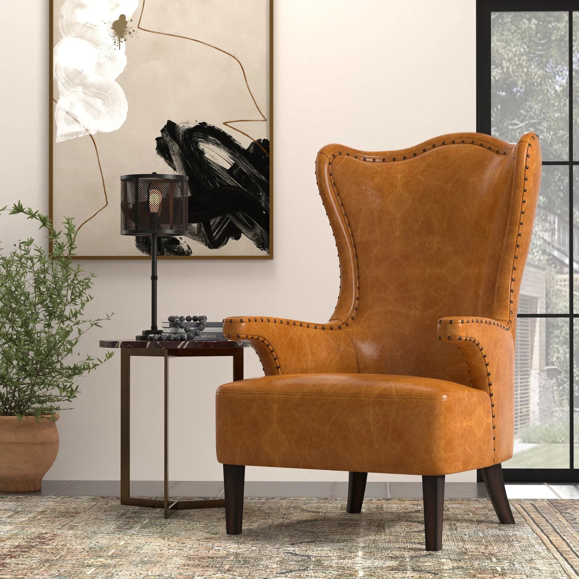 Drake Distilled Leather Chair by Sarreid Ltd.. Made from leather in a unique style.