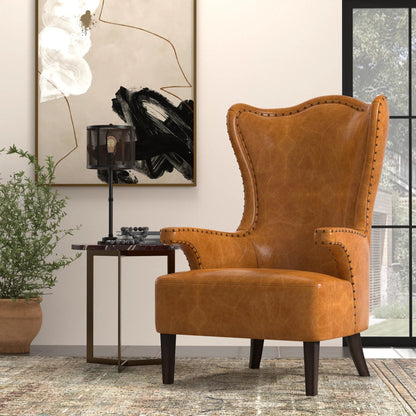 Drake Distilled Leather Chair by Sarreid Ltd.. Made from leather in a unique style.