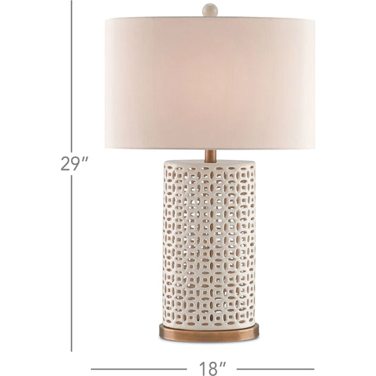 Bellemeade Table Lamp by Currey and Company in ivory, antique brass. Made from ceramic, metal in a modern style.