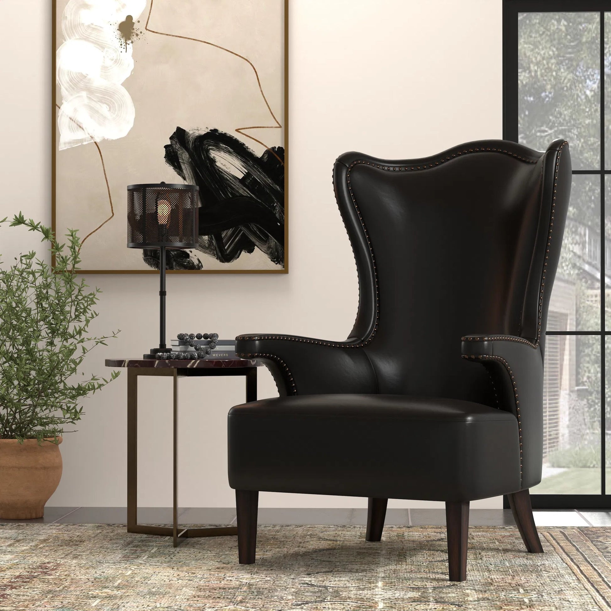 Drake Distilled Leather Chair by Sarreid Ltd.. Made from leather in a unique style.