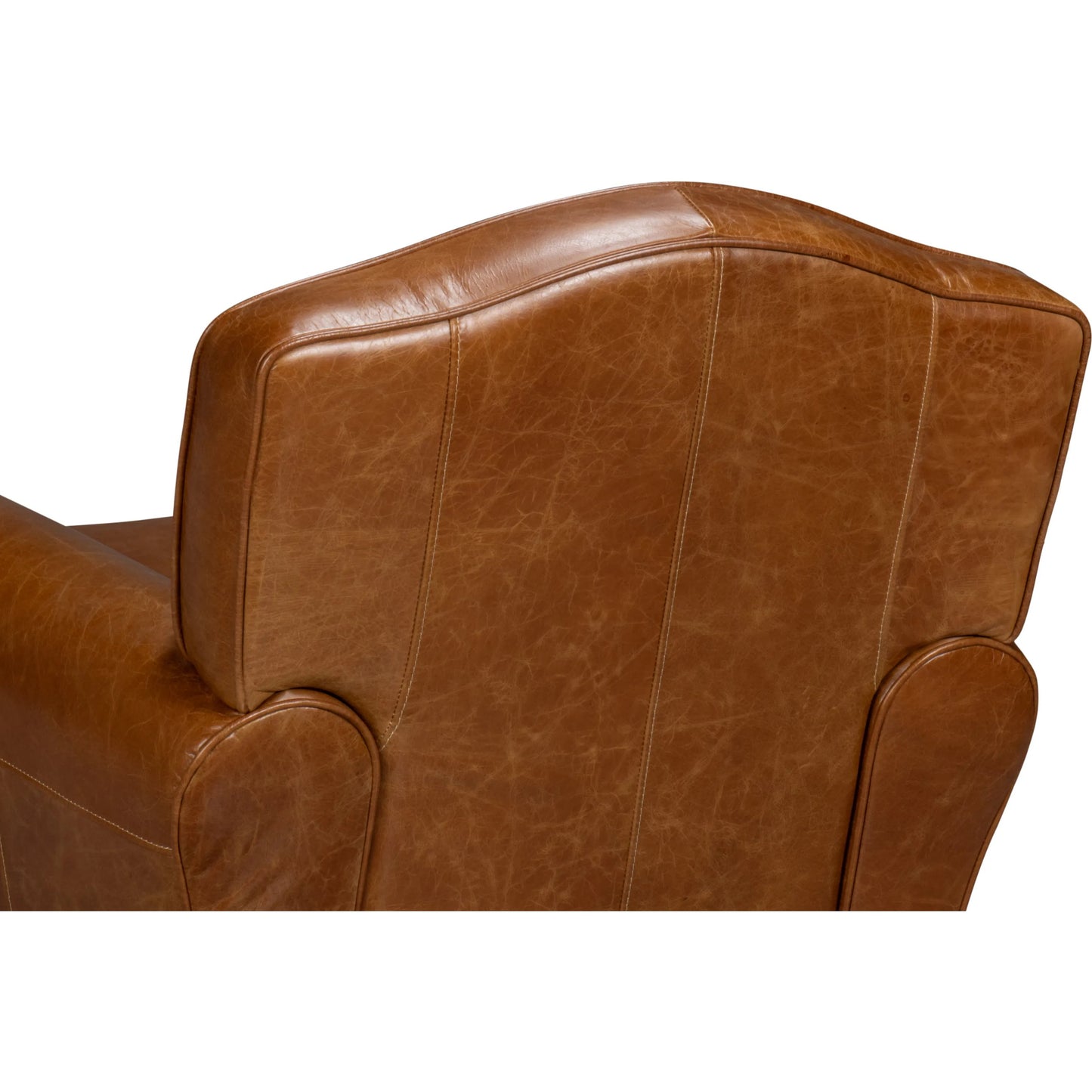 020 SI-2238666 | Closeup | Elite French Club Swivel Chair by Sarreid Ltd.. Made from top grain cow leather, metal in a transitional style.