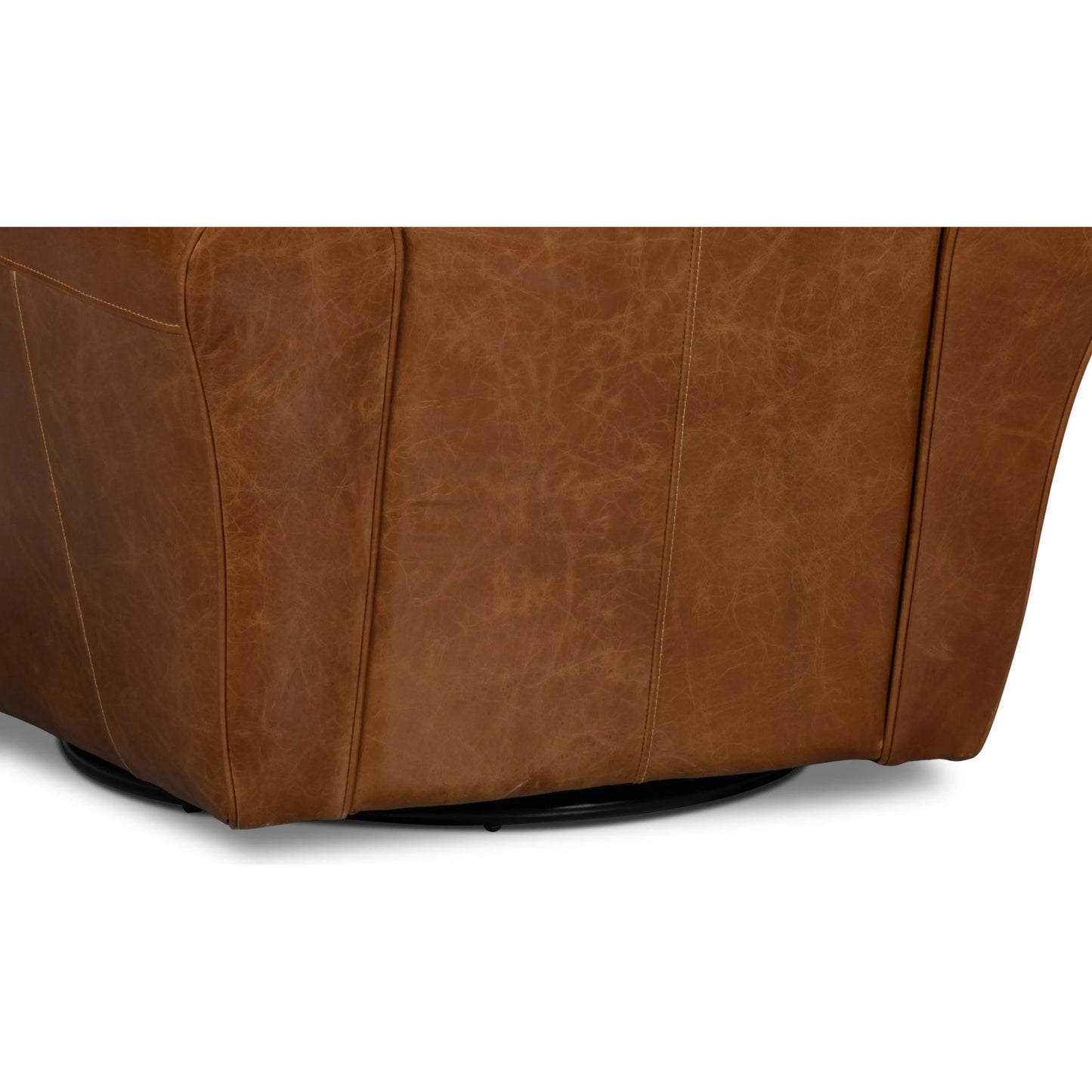 024 SI-2238666 | Closeup | Elite French Club Swivel Chair by Sarreid Ltd.. Made from top grain cow leather, metal in a transitional style.