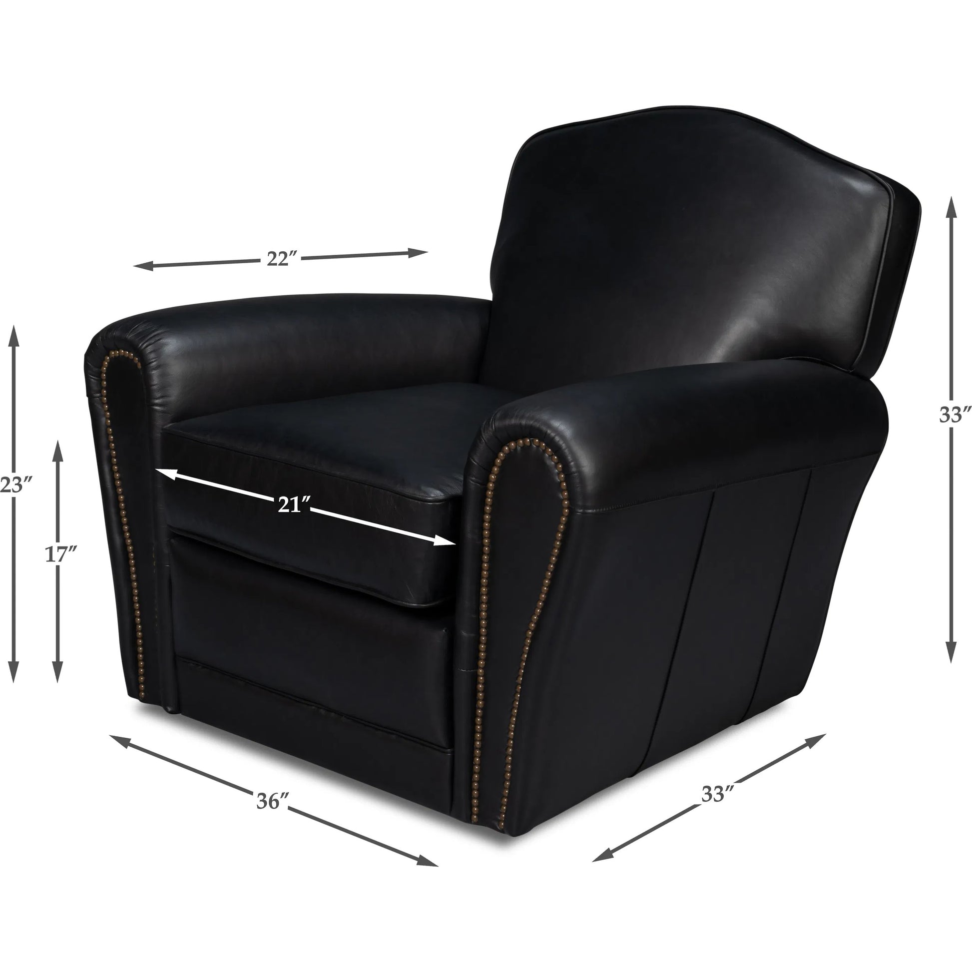 Elite French Club Swivel Chair by Sarreid Ltd.. Made from top grain cow leather, metal in a transitional style.